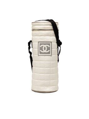 Chanel Sports Line CC Logo Bottle Holder Shoulder Bag White Nylon